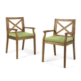 PERLA DINING CHAIR,2PCS with 2 Green Cushions,for Backyard, Poolside, Garden N762P251938F