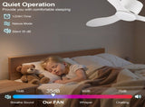 52 Inch Flush Mount Ceiling Fan Without Light, DC Motor, 6Speed & 3 Timers, Remote Control, ABS & W3816P585730
