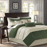 7 PC Pieced Faux Suede Comforter Set Green Cal King B03597221