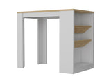 DeSoto Wine Storage Pedestal Kitchen Island White and Macadamia B062103262