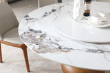Modern Marble Dining Table, 59" Round Sintered Stone Table for Dining Room, Kitchen, Dinette, 84533567