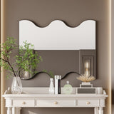 Wall Mirror 30x35 Inch Black Rectangular Mirror with 2 Wavy Sides Metal Framed Mirror Vanity Mirror W1435133318