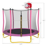 ZNTS 5.5FT Trampoline for Kids - 65" Outdoor & Indoor Mini Toddler Trampoline with Enclosure, Basketball 57537140