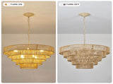 68.07" Tiered Chandelier, 5-Tier Off White Metal & Glass Pendant Light, 8xB12 Socket Max 40W, Bulbs W6558P574497