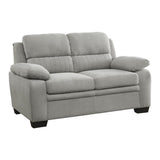 Plush Seating Comfortable Loveseat 1pc Gray Textured Fabric Channel Tufting Solid Wood Frame Modern B011P214024