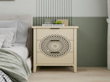 Hollow-Carved 3 Drawer Cabinet Dresser Storage Chest with Metal Handles For Living Room Bedroom W688P223042