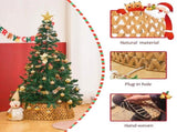Handcrafted Openwork Woven Hyacinth Wicker Christmas Tree Collar - Rattan Xmas Tree Skirt & Stand 96970668