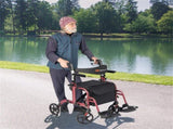 2-in-1 Rollator Walker & Wheelchair 6-Level Adjustable Handles, 1-Hand Folding, Storage 59905372