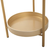 Modern Folding Metal 2-Tier Plant Stand Potted Plant Holder Shelf with 2 Round Trays Indoor Outdoor, W2181P155110