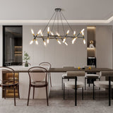 Black & Golden Modern Chandelier Light Fixture, Branch Design with Frosted Tubes, Black Cords, W1340P233171