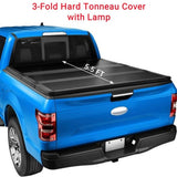 5.5FT Hard Tri-Fold Tonneau Cover with Light Replacement for 2015-2025 Ford F-150 Truck Bed 51516410