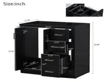 30'' Bathroom Vanity with Ceramic Sink Combo, Solid Wood Frame Bathroom Storage Cabinet, N710P191947B