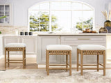 Lucia 25.5" Backless Upholstered Counter Stool with Resin Rattan Frame, Ivory White Boucle B2719P238395