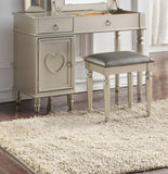 Bedroom Vanity Set w Stool Open Up Mirror Storage Space Drawers Rubber wood Ring Pull Handles Silver B011113341