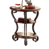 ZNTS Traditional Style Brown Cherry 1pc SIDE TABLE Open Bottom Shelf Ornate Design Living Room Furniture B011P203062