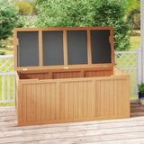 112 Gallon Outdoor Wooden Deck Box Solid Wood Storage Box Seat & Table Top for Patio Furniture W2640P327224