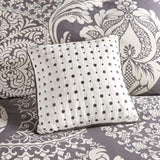 7 Piece Cotton Printed Comforter Set Grey King B03597028
