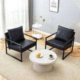 A set of 1 Classic Black PU Leather and Metal Frame Sofa -Ergonomically designed, a perfect blend of W3226P279067