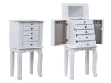 Standing Jewelry Armoire with Mirror, 5 Drawers & 8 Necklace Hooks, Jewelry Cabinet Chest with Top 57172221