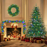 6FT Pre-Lit Aspen Fir Artificial Christmas Tree with Wreath & Garland,Grass Green Xmas Tree with 380 N704P198430F