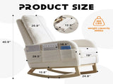 Modern Accent Rocking Chair Rocking Chair with Solid Wood Legs, Upholstered Nursery Glider Rocker, 88024389