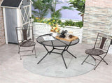 35" Round Patio Table Black Metal Mesh Bistro Style Dining Table 47173770