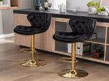 Set of 2 Bar Stools,with Chrome Footrest and Base Swivel Height Adjustable Mechanical Lifting Velvet W124946147