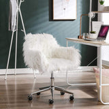 HengMing Modern Faux fur home office chair, fluffy chair for girls, makeup vanity Chair W21234444