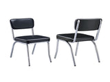 Set of 2 Upholstered Side Chairs, Black and Chrome B016P225404