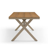 70.87inch Rectangular Dining Table with X-shape Aluminum Table Leg/Metal Base, Teak W1209107730