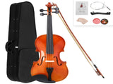 GV100 1/2 Acoustic Violin Case Bow Rosin Strings Tuner Shoulder Rest Coffee 36379191