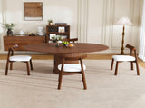 59" Extendable Oval Dining Table Set with 4 Walnut Chairs, 47-59" Rail-Free Expandable Table & 50928517