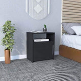 Nightstand, Single Door Cabinet, Metal Handle, One Shelf, Superior Top, Black B097120603