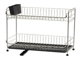 2 Tier Slim-sized Dish Rack with Drain Spout, Black 35544103