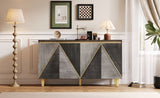 TREXM 60" Retro Buffet Cabinet with Storage, 4-Door Vintage Sideboard Cabinet with Dimensional N715P290575E