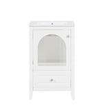 ZNTS 20" Bathroom Vanity with Sink, Bathroom Cabinet with Soft Closing Glass Door, A Drawer, White 41215746