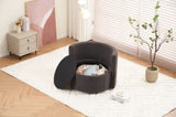 029-Teddy Fabric Swivel And Storage Chair With Back Cushion For Living Room,Dark Gray W527P166246
