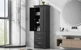 ZNTS Tall Storage Cabinet with Three Drawers for Bathroom/Office, Black WF299282AAB