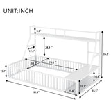 Full Size Floor Bed Frame with Safety Fence, Metal Floor Bed with Desk and Storage Shelves, W1580P240069
