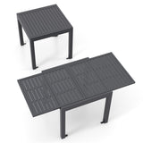 Retractable outdoor dining table, gray patio table for 4-6 with Aluminum Frame 53682581