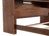 Full Pine Wood Bed with Bookcase Headboard ,LED Motion Sensor Light, Bed Guardrails,Walnut W504P281004