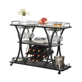 Industrial Bar Cart Kitchen Bar&Serving Cart for Home with Wheels 3 -Tier Storage Shelves W82151001