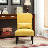 Pisano Contemporary Chenille Fabric Armless Accent Chair with Pillow, Yellow T2574P164518