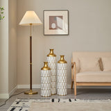 Floor metal vase modern style decoration droplet shaped white metal vase 3-piece set gorgeous W2796P255601