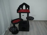 Black Gothic Cat Tree, Multi-Level Spooky Cat Tree with Scratching Posts, Perches, Hammock, and Cat W243P326635