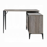 ZNTS Grey Oak Writing Desk with Sliding Barn Door B062P209219