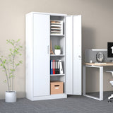 71"H Metal Garage Storage Cabinet, White Tool Steel Locking Cabinet with Doors and 3 Adjustable 82423156