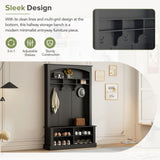 ON-TREND 47.2'' Wide Hall Tree with Bench and Shoe Storage, Multi-functional Storage Bench with 3 WF317362AAB