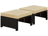 2PCS Wicker Ottomans with Removable Cushion for Patio, Brown/Khaki 58648210