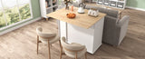 K&K Kitchen Island with Drop Leaf, Kitchen Storage Cart with 3 Tier Pull Out Cabinet Organizer, WF531421AAW